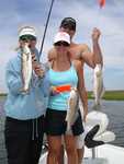 Fish ON!!!
The Catch: with Cole Ben and Kristie 25 Speckled Trout (3lb to 4lbs class) 10 Redfish (Get the Grill Ready!!!) 2 Southern Flounders 2 Sail Cats Catching with Live Shrimp, Live Croakers, Dead Shrimp, and Lures included in our summer time Special!!! The live croakers are the best bait the Big Girls just can�t resist them!!! This is a late report!!! Busy all the Trips!!! While the Speckled Trout and Galf Top Catfish are right after them!!! What a Feeding Freenzie!!! It was pleasure fishing with Cole Ben and Kristie!!! Don�t Miss Out!!!
P0109977.JPG